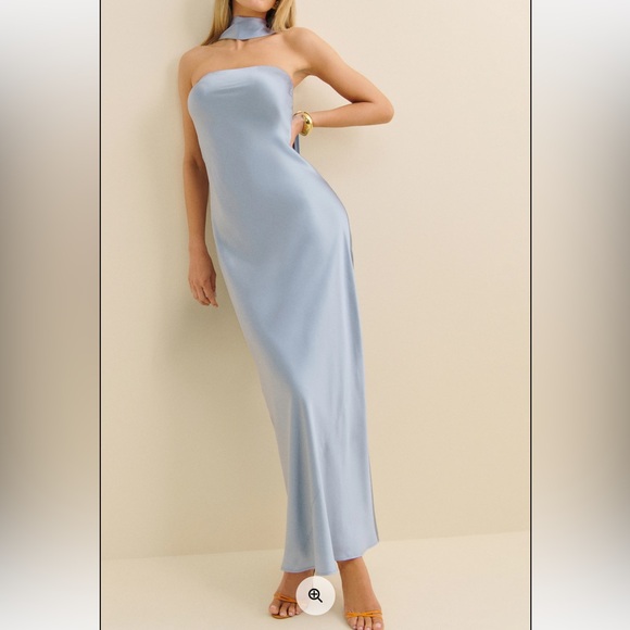 Reformation Blue Strapless Gown for Weddings